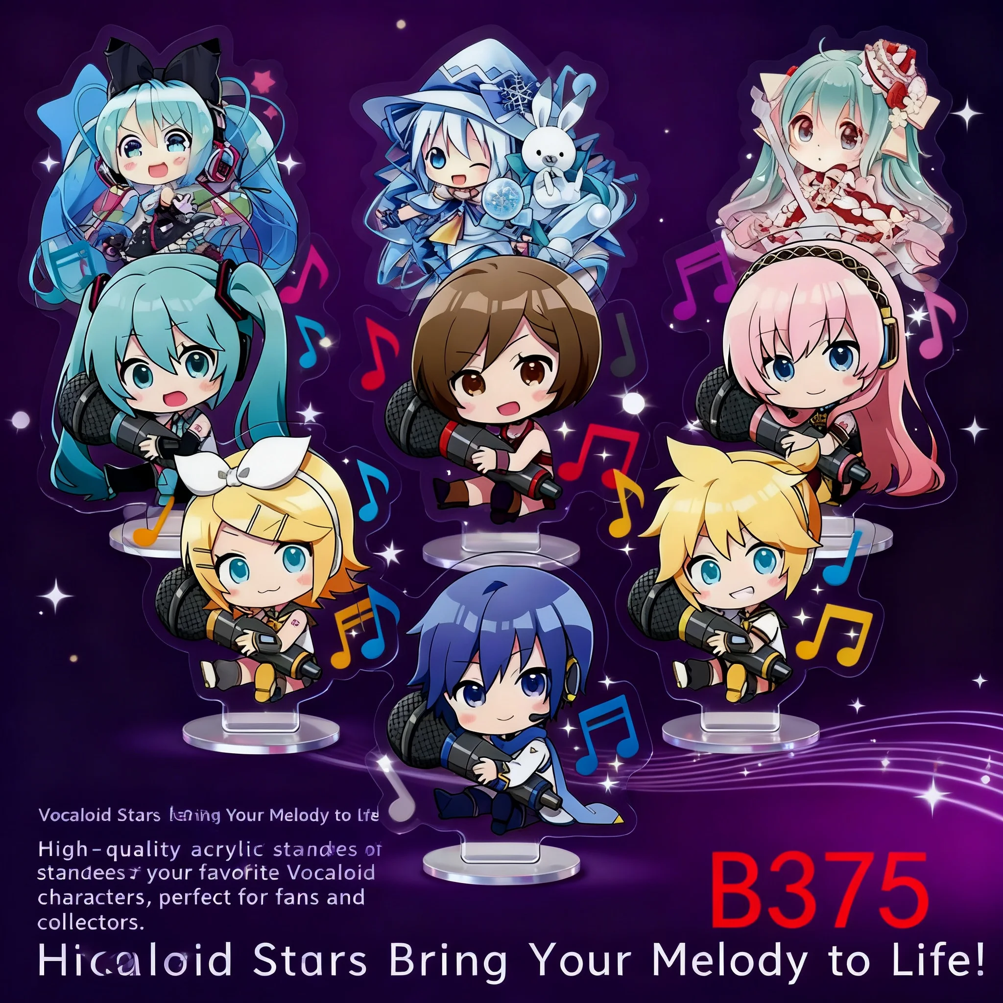 

Miku Hatsune Acrylic Standee Princess Figure Virtual Idol Merchandise Set of 9 Pieces Anime Collectible Display Statue Cute