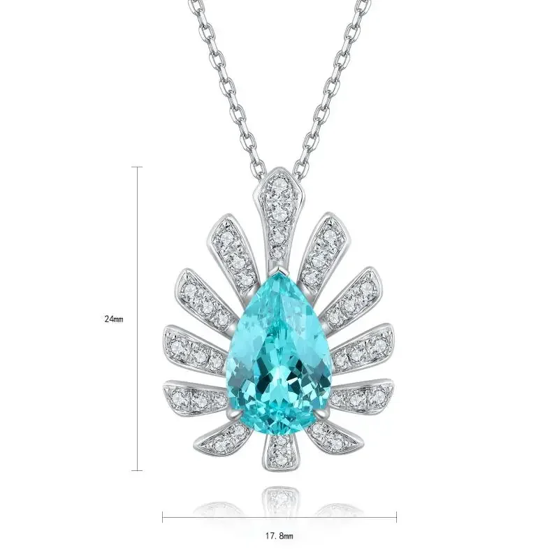 RUIF 2024 New Design S925 Silver Lab Grown Paraiba Sapphire Necklace Jewelry For Wedding Party Christmas Gift