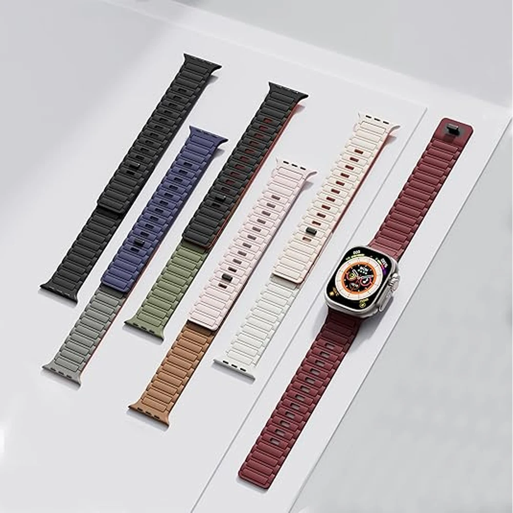 Magnetic Band For Apple Watch Series Ultra 2 10 9 8 7 6 5 se 45mm 44mm 46mm 41mm 49mm 42mm Silicone correa Bracelet iWatch Strap