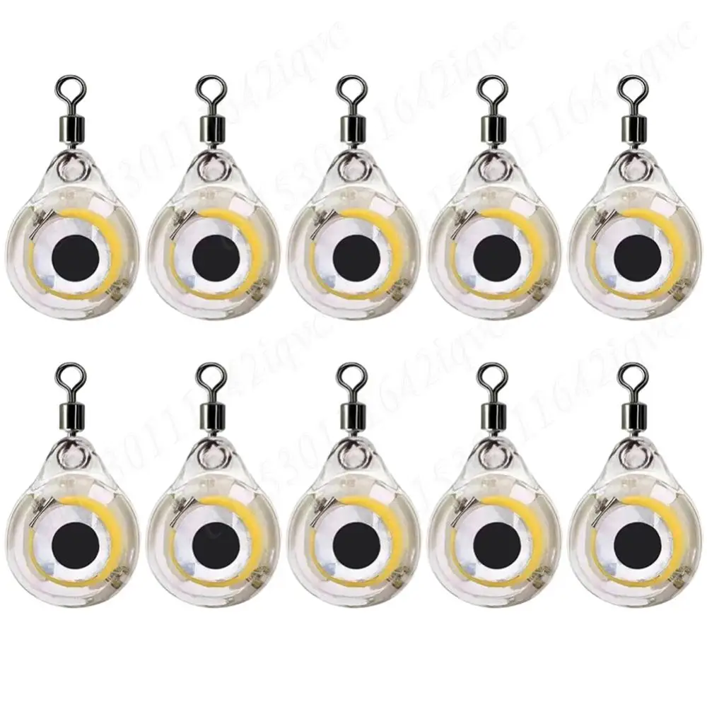 10Pcs Podwodna lampka nocna Mini Eye Shape Fish Light Lure Zasilane bateryjnie przynęty na ryby Atraktant do wody morskiej i słodkiej