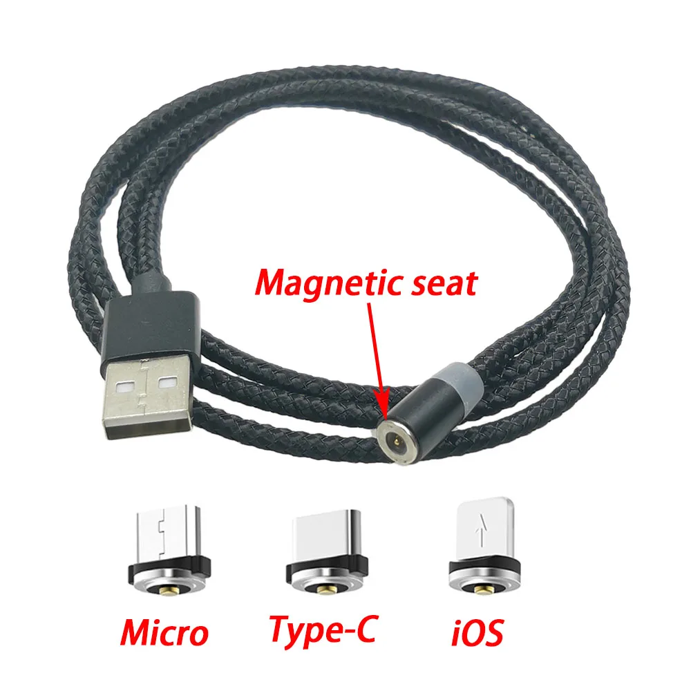 LED Magnetic USB Cable Fast Charging Plug Connector Type C Magnet Charger Cable Micro USB Mobile Phone Cable Cord