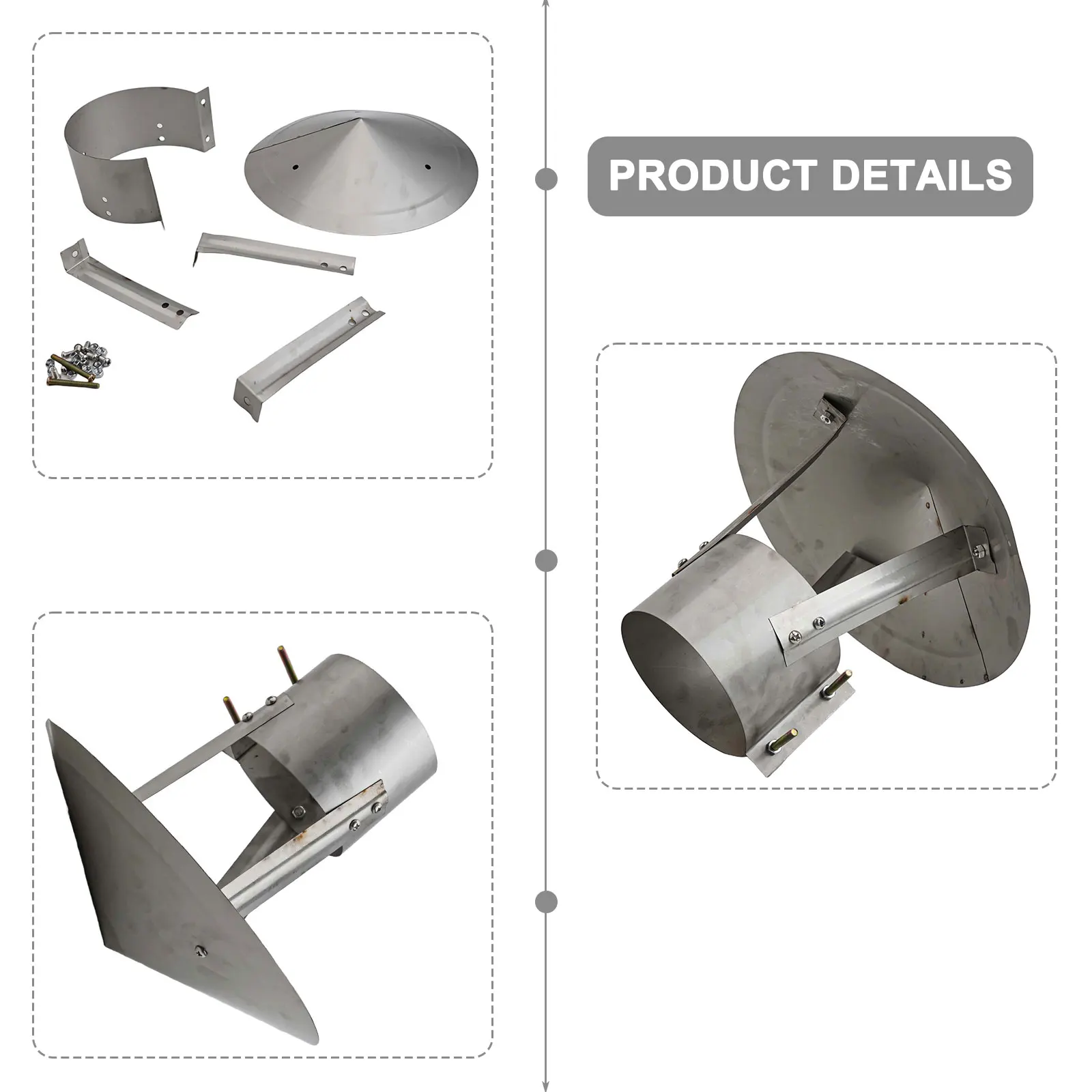 304 Stainless Steel Cap Fireplace Rain Hat Fireplace Accessory Windproof Design For 100mm Pipe Diameter Debris Protection