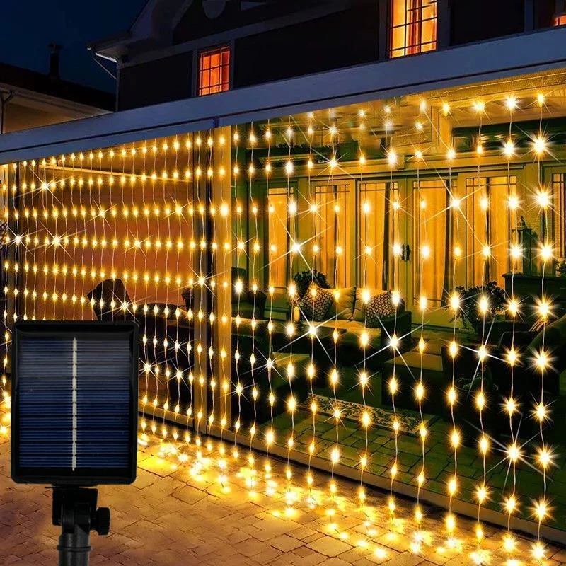 

6M/3M Outdoor Garland Solar Curtain LED String Lights Holiday Lighting Christmas Garden Pavilion Wedding Decoration Fairy Light