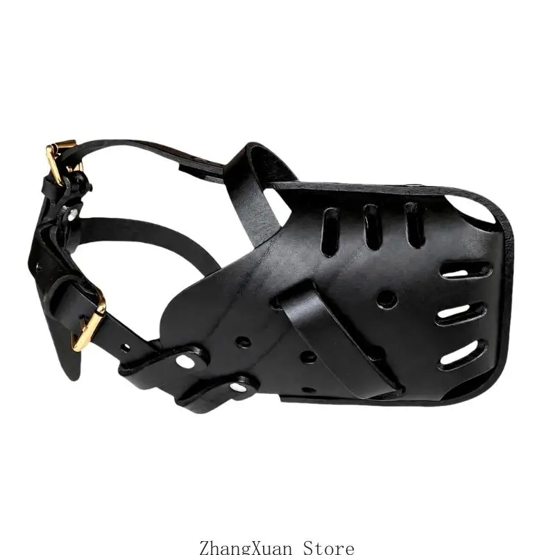 Verstellbarer Hunde-Mundschutz, Korbmaulkorb aus Leder für Training und Outdoor-Einsatz, 3XUF – Detail 8