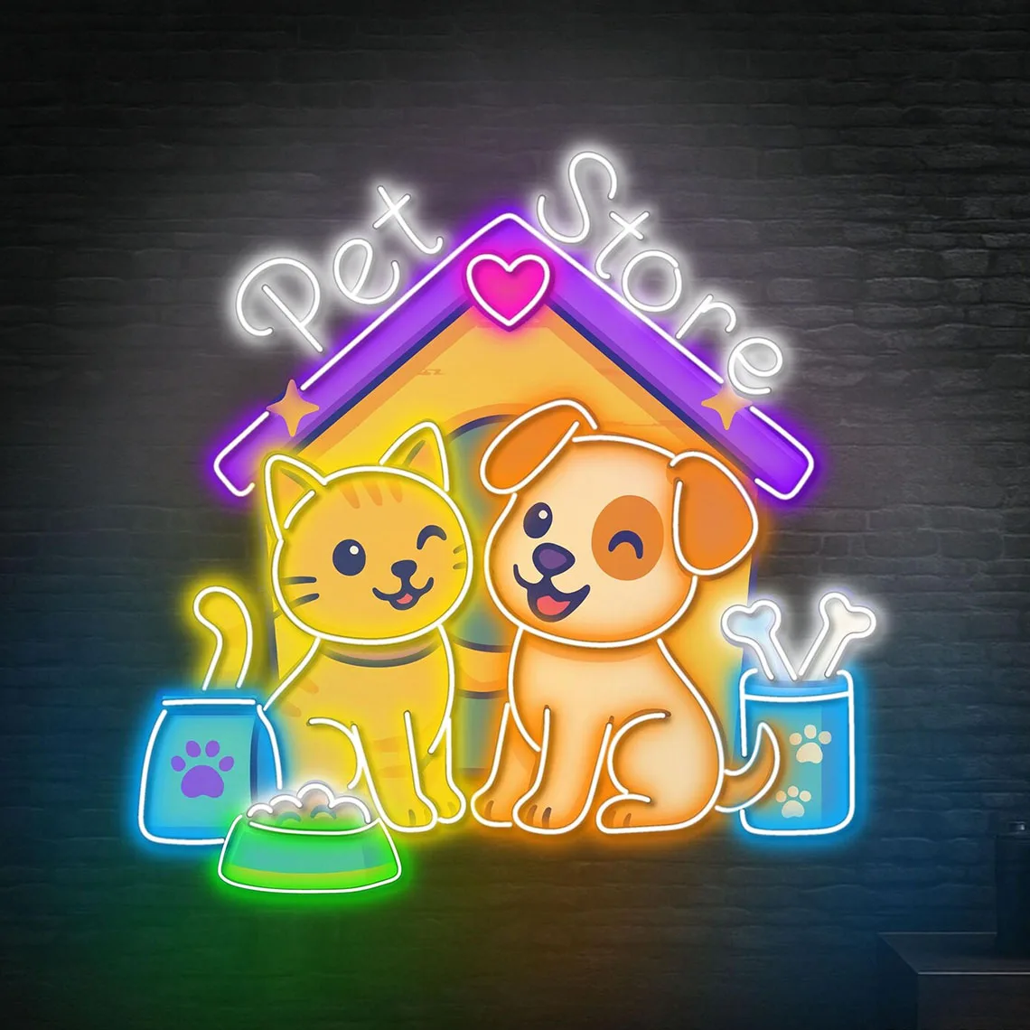 

Неоновая вывеска для зоомагазина, неоновая вывеска для кошек и собак, декор для зоомагазина, подарок для грумера, неоновая вывеска для домашних животных, подарок для любителей домашних животных, бизнес-неоновый знак