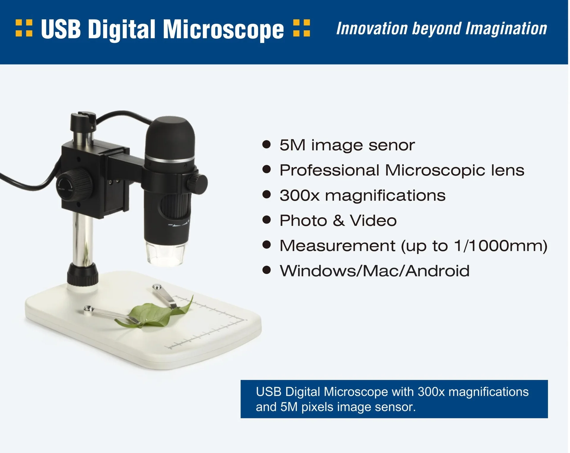 UM012C-500M handheld microscope with measurement, computer lifting bracket