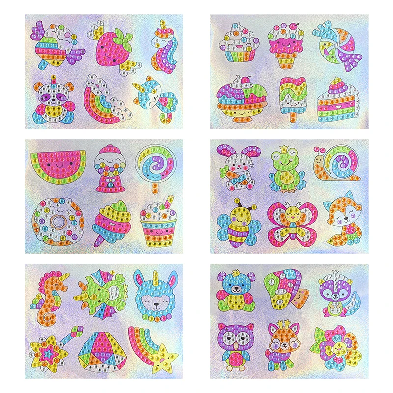 DIY Diamond Painting Stickers for Kids Cartoon Unicorn Rhinestone Embroidery Self-Adhesive Sticker Children Gift Home Ornament