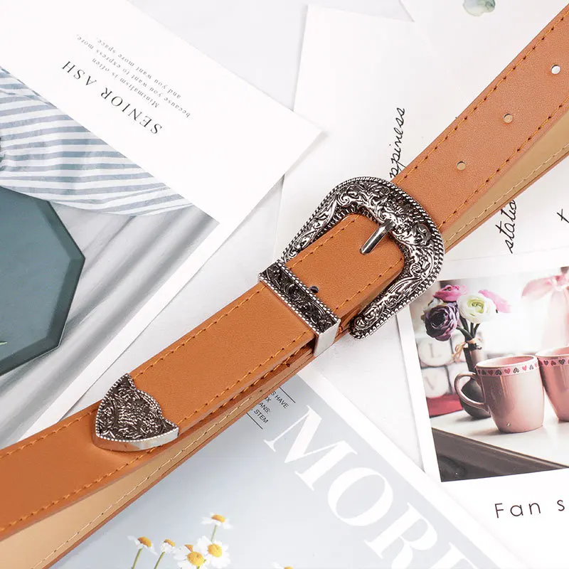 Women\'s Adjustable Boho Wetern Belt Fashion Jeans Belts for Female Roud Buckle Cinturones Para Mujer Ceinture Femme