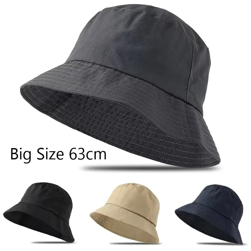 Waterproof Oversize Panama Hat Cap Big Head Man Outdoor Fishing Sun Hat Lady Beach Plus Size Bucket Hat 56-58cm 58-60cm 60-62cm