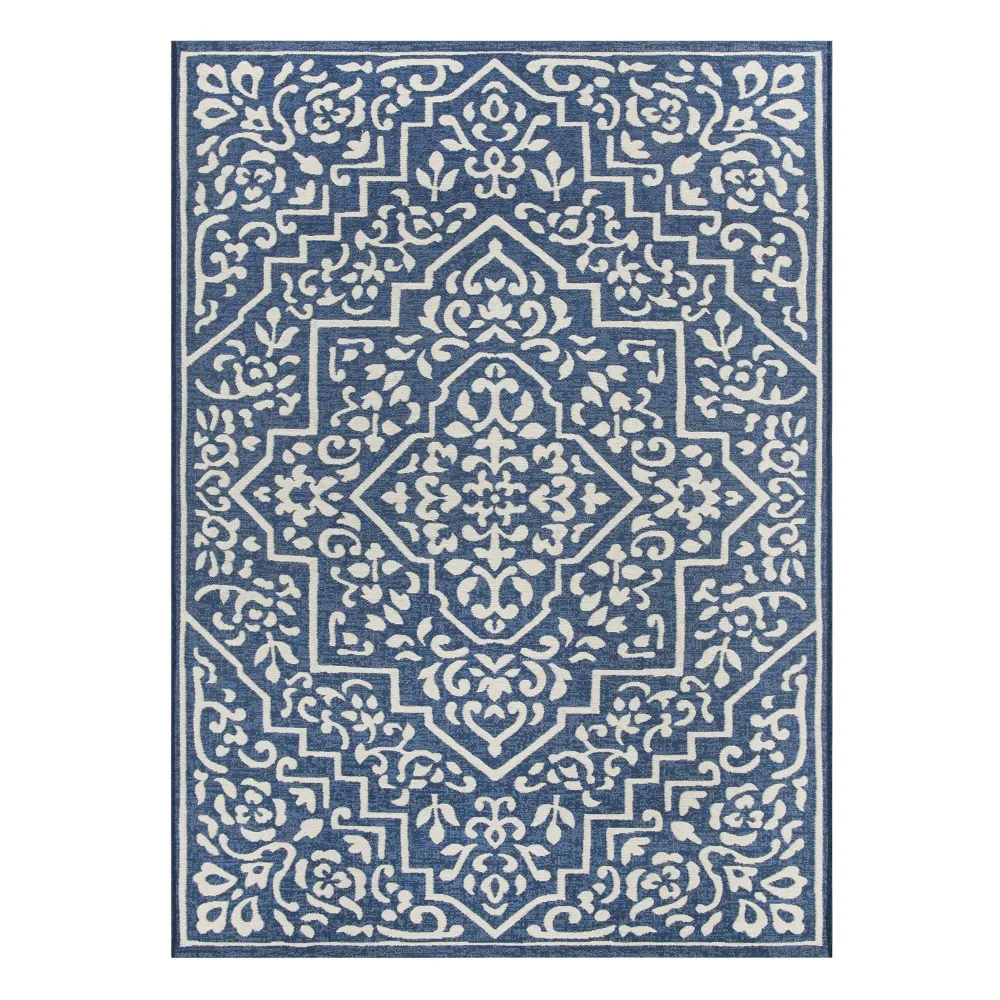 

Mainstays Traditional Medallion 5' x 7' Outdoor Rug - Polypropylene/Polyester - Blue/Ivory