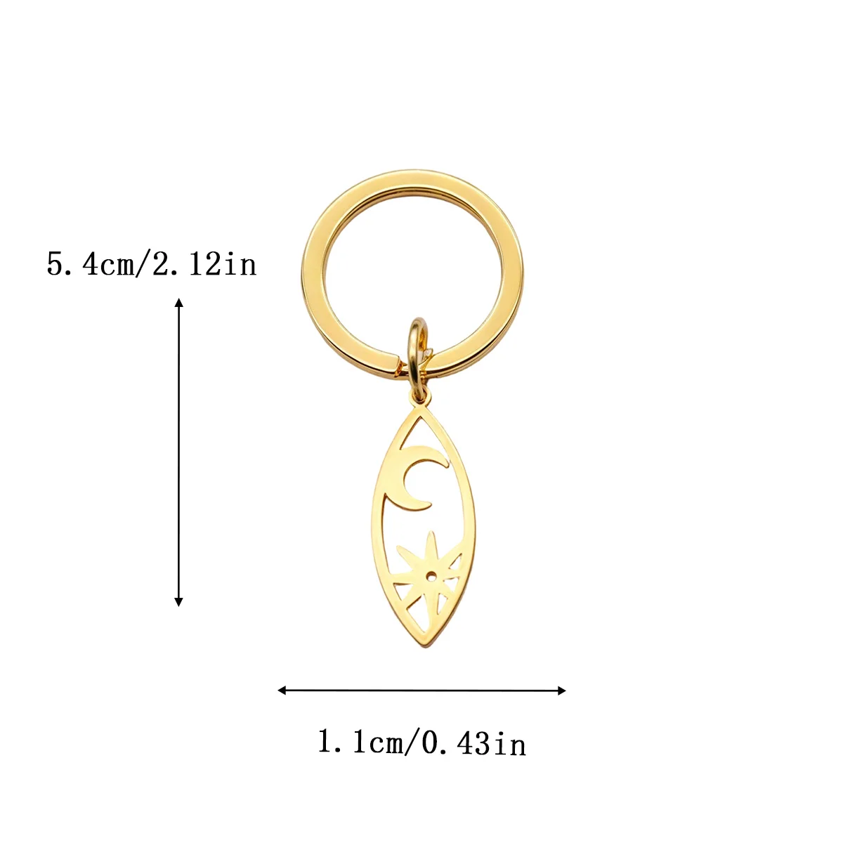 Stainless Steel Moon Star Key Ring Oval Round Geometric Frame Keychain Fashion Keyring for Car Keys Pendant Accessory