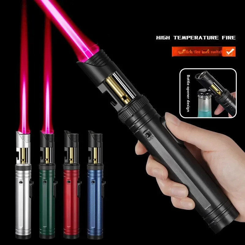 Metal High-temperature Large Capacity Bottle Opener Lighter, Windproof Turbine Inflatable Camping Kitchen Welding Gun Lighter - Image 2