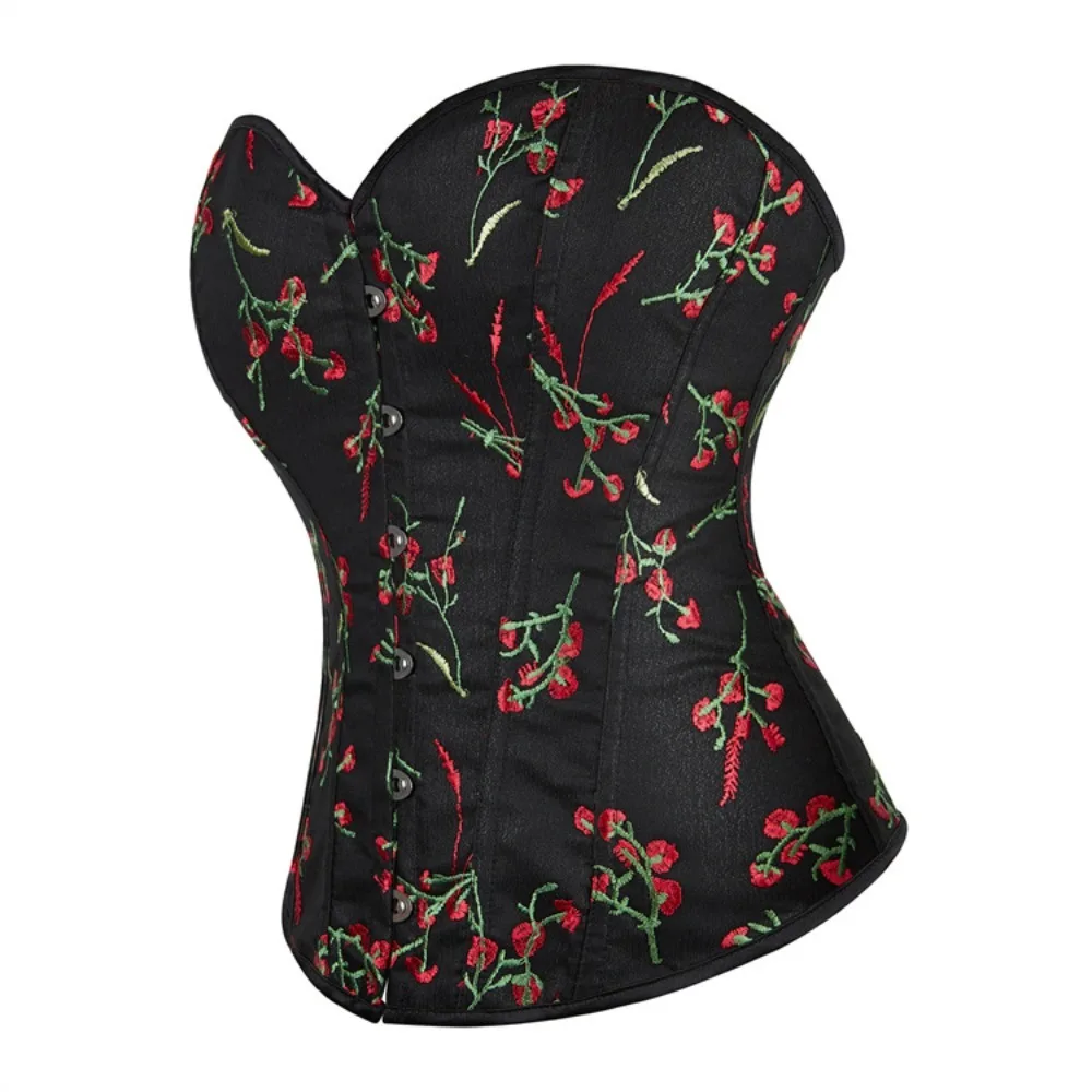 

Retro Flower Embroidery Overbust Corset Lingerie Overbust Corset Sexy Body Shaper Lace Up Bustiers For Women