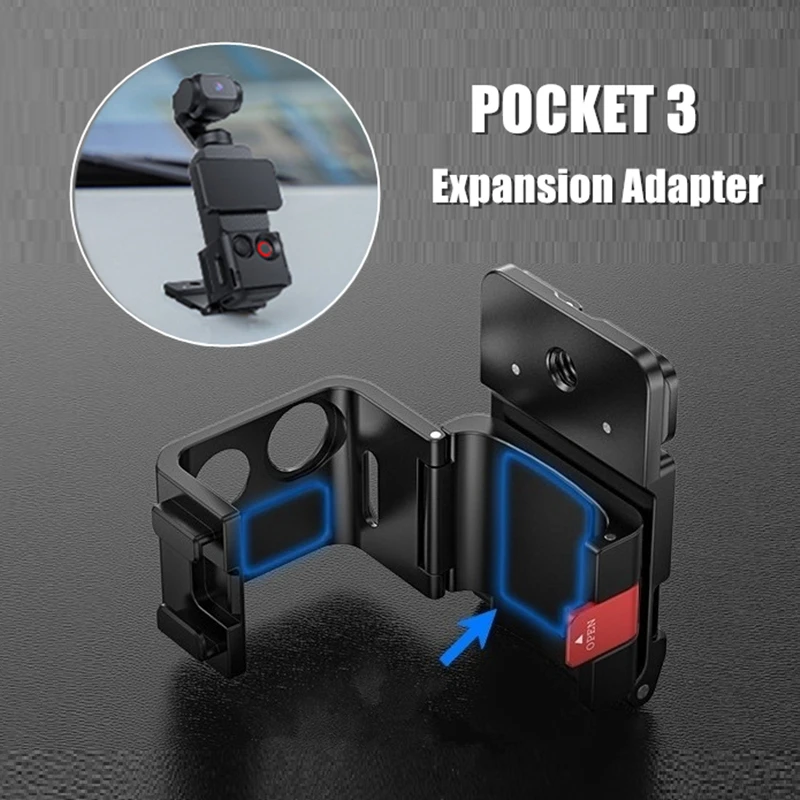 Base de estrutura adaptadora para dji osmo pocket 3, suporte de metal de expansão multiuso com liberação rápida e furos de 1/4 '' e montagem de sapata fria