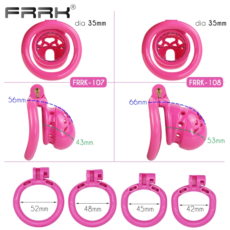 FRRK Lightweight Plastic Chastity Cage Device with Cobra Opening 4 Penis Rings Long Time Wear Bondage Gear BDSM Sex Toys for Men