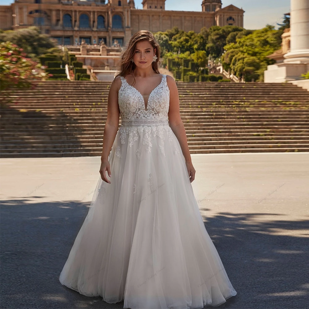 

Ivory Plus Size Wedding Dresses with Lace Spaghetti Straps Bridal Gowns for Women Soft Tulle 2024 Summer Vestido De Novia New