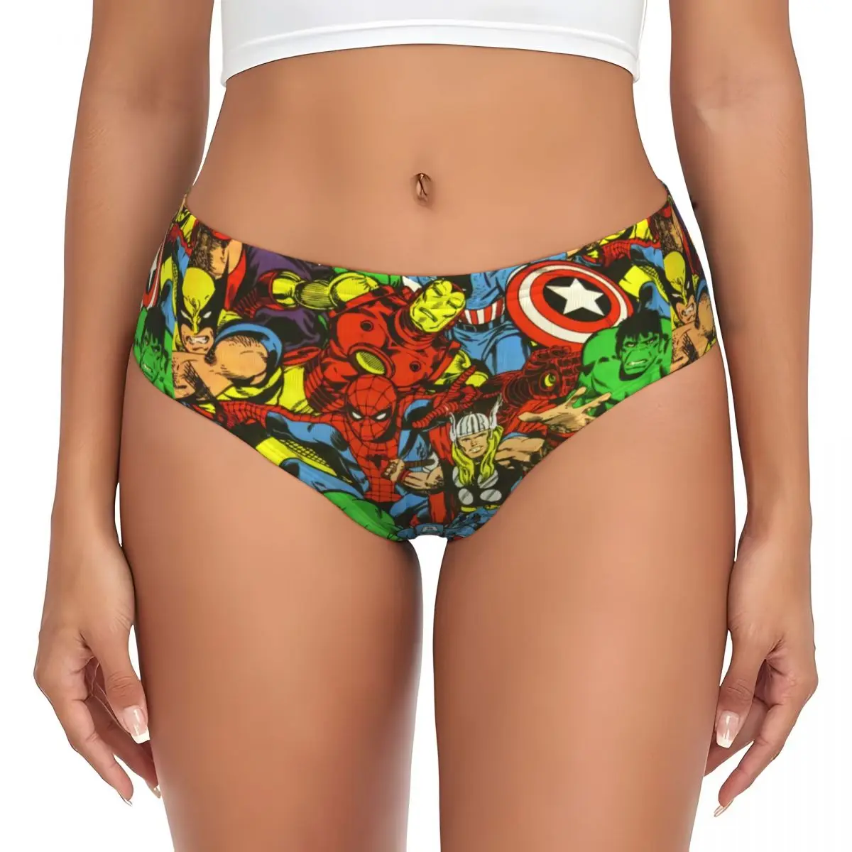 Calcinha personalizada do super-herói para mulheres, roupa íntima feminina do estiramento, breve do homem aranha, cuecas