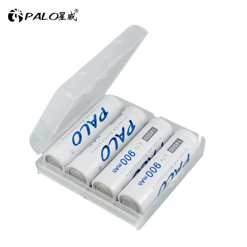 PALO 100% Capacity 14500 900mAh 3.7V Li-ion Rechargeable Battery AA Batteries for Camera Led Flashlight Headlamps Torch Mouse