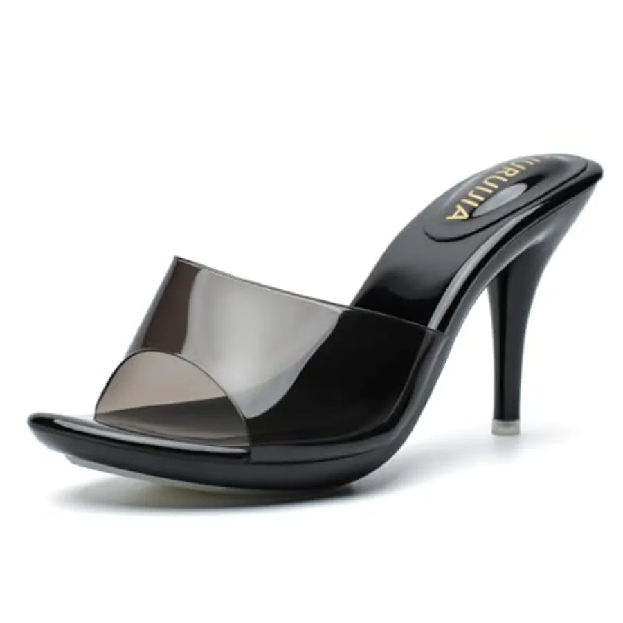 

Clear Heels For Women Sexy Slip On Open Toe High Heeled Dressy Sandals Comfortable Strappy Mules