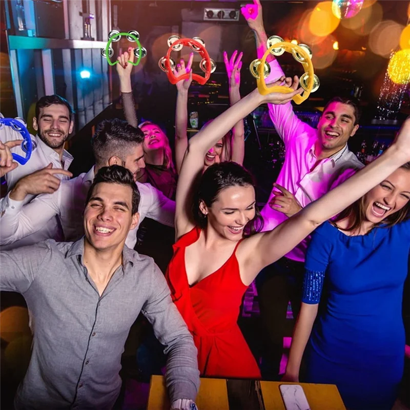 Innovative! 20Pcs Plastic Tambourine Musical Instruments, Mini Handheld Tambourines,Percussion Rhythm Party Musical Instruments