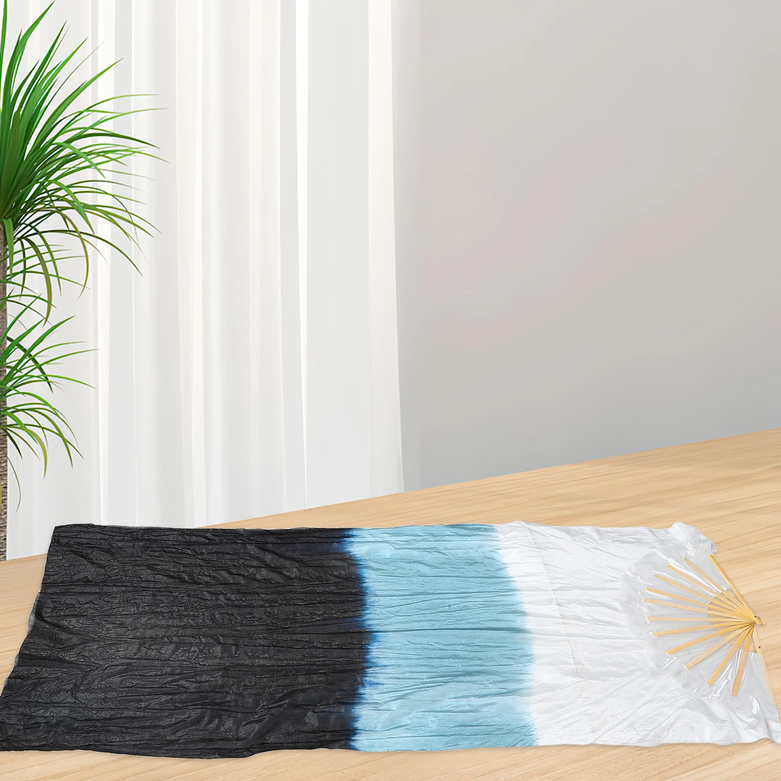 2 قطعة مراوح الرقص H عقد نسيج الحرير الصيني الدعائم طويلة قابلة للطي الخيزران مرحلة الزخرفية #3