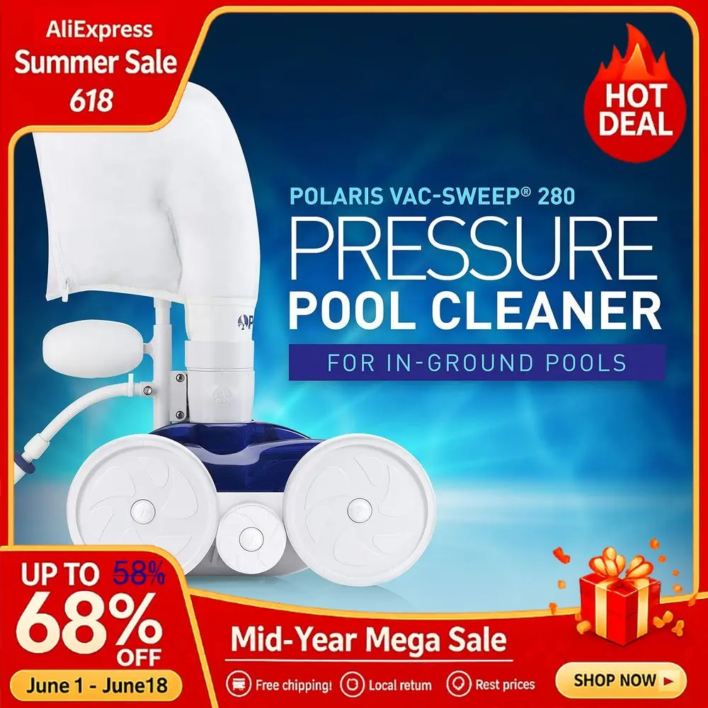 Limpiador de Piscinas Enterradas PressureSide 280, con Doble Chorro Venturi, Manguera de 31 pies con Bolsa para Desechos Multiusos Personalizada