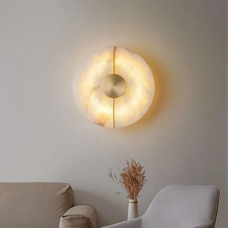 Light luxury Nordic all-copper marble living room TV background wall wall wall lamp Modern simple and creative bedside lamp