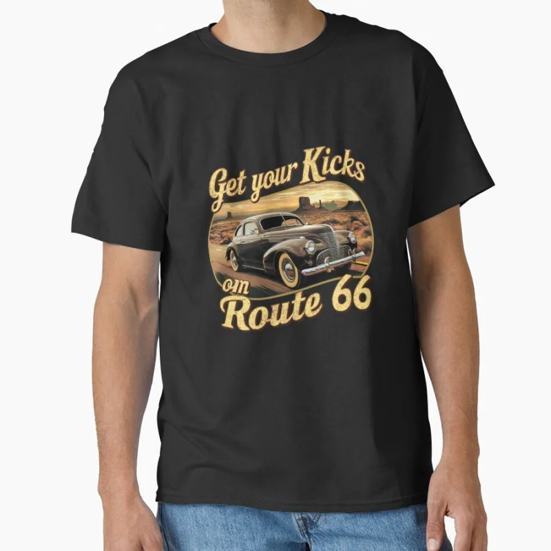 

Vintage Route 66 Adventure Americans highway Motorcycle Tour The Mother Road USA road trip gift T-shirt Large size Adult Tops