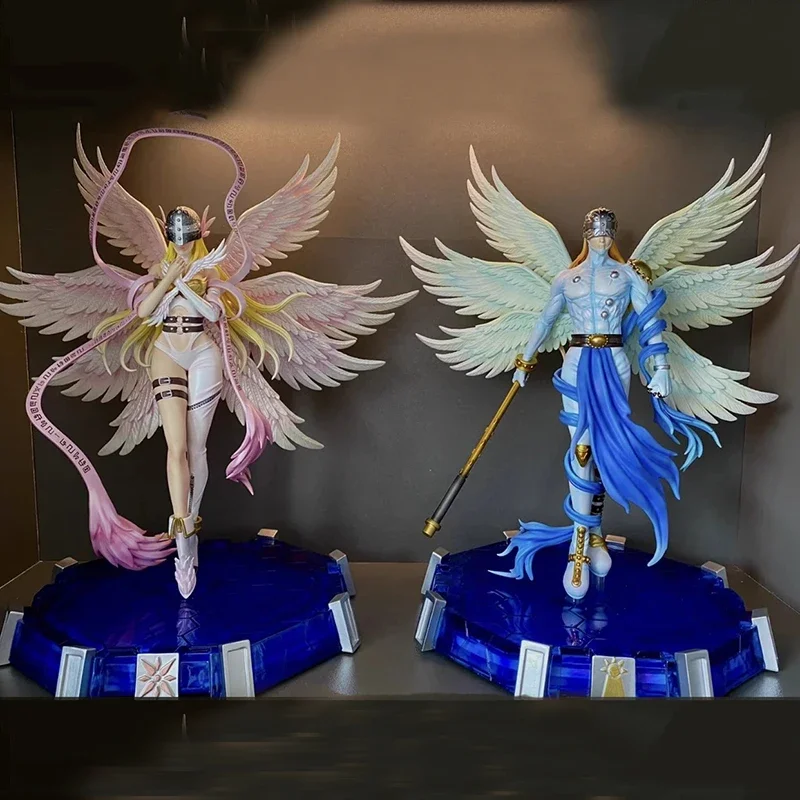 Anime Digimon Adventure Figures Angewomon Angemon Action Figures with Lights 28cm PVC Model Collection Valentine's Day Toys Gift