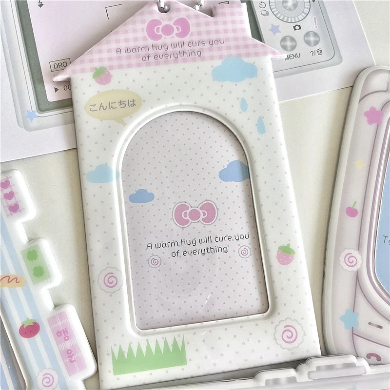 Portable Idol Card Holder Cute Camera Phone Photocard Holder Keychain Ins Idol Photo Card Protector Photo Sleeves Bus Card Case
