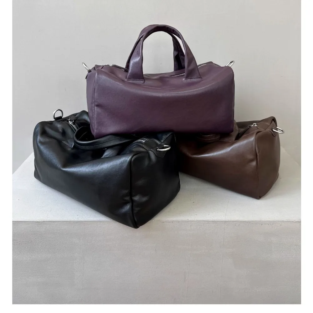 

Первый слой растительного дубления из воловьей кожи, портативная сумка-тоут из мягкой кожи для боулинга, сумка-тост, сумка-подушка Boston, сумка через плечо