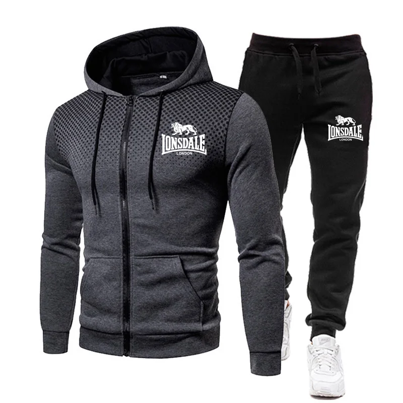 

2026 Popular two-piece men's sportswear jogging suit sportswear hooded sweatshirt zipper sweatshirt autumn and winter clothing