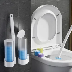 White Transparent Toilet Brush Disposable Replacement Brush Head Toilet Cleaning Brush Set Household Toilet Brush Accessories