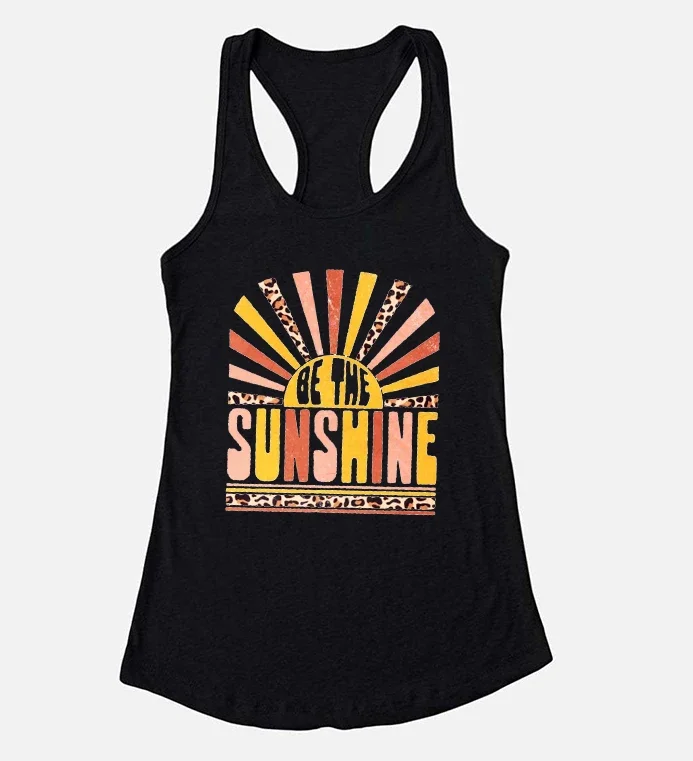 

The Sunshine Top Summer Shirt for Women Retro Sun Tank Tops Vintage Graphic Shirt Kindness Tee Motivational Cute Tops New