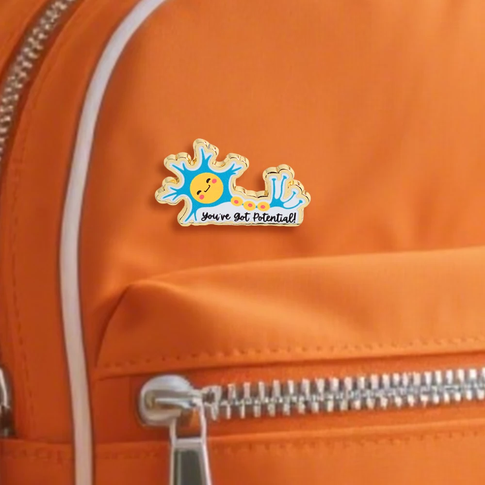 لقد حصلت على شارة محتملة لطيف المينا العصبية دبوس مضحك ميمي العلوم بروش مختبر علم الأحياء عالم هدية جمع ديكور #3