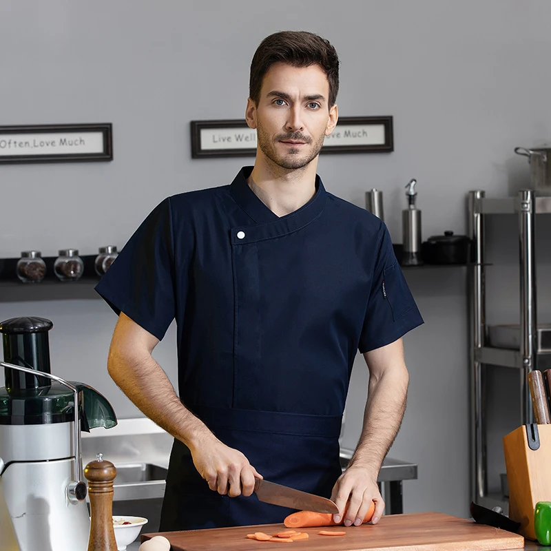 Abbigliamento da cuoco professionale uniforme da cucina servizio industria ristorazione giacca Costume da cucina panetteria, bar, camicia estiva da cameriere caffetteria