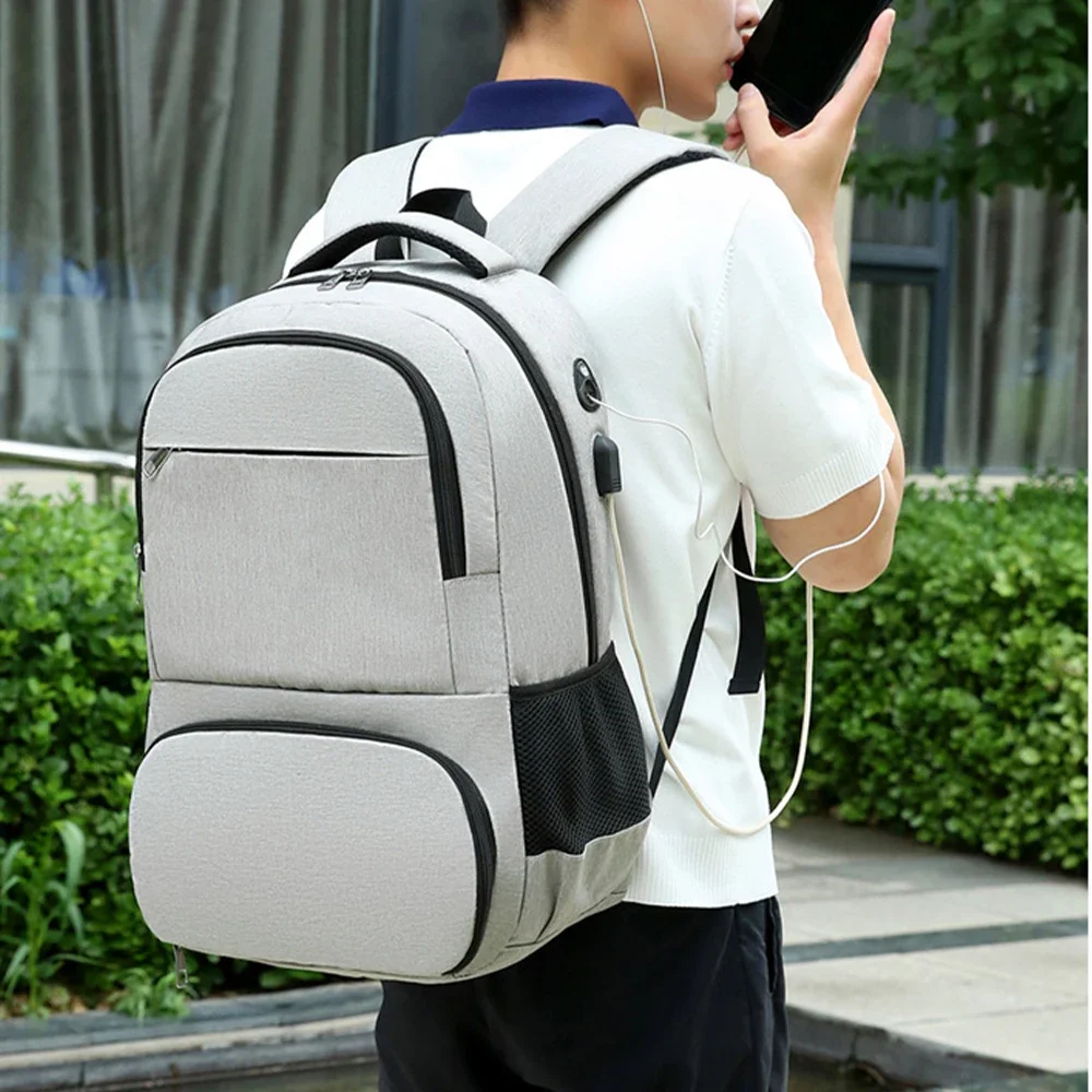 SYZM Men Business Backpack with USB Port Laptop Bag Aluminum Foil Thermal Insulation Bag Camping Picnic Backpack Lunch Bag