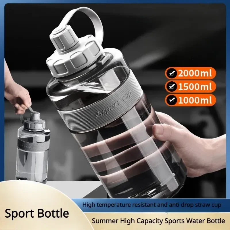 2 Liter Big Water Bottle with Straw 2L/1.5L/1L/0.6L Large Capacity School Gym Sports Drinking Bottles BPA Free Fitness