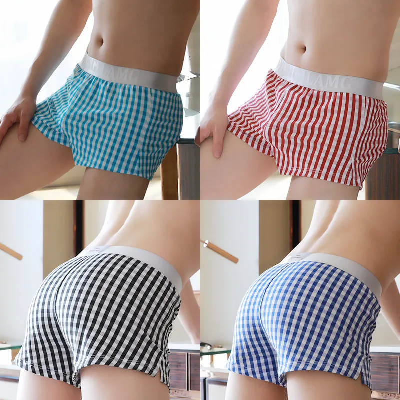 M-2XL Mens Cotton Underwear Summer Loose Boxer Shorts Casual Pajama Striped Elastic Waistband Arrow Pants Comfortable Homewear