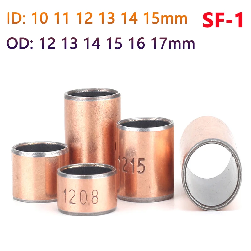 10pcs SF-1 Composite Copper Sleeve Oil-free Self-lubricating Bearing Inner Diameter 10 11 12 13 14 15mm Bushing Small Bushing