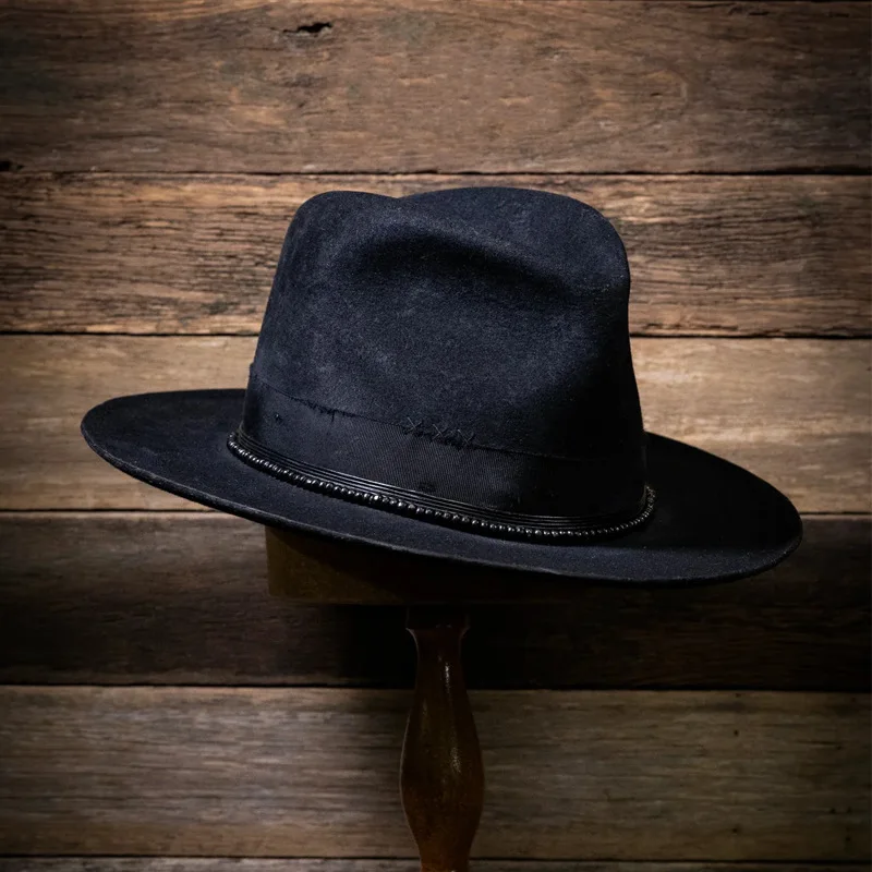 Black Wool Hat with Ribbon, Solid Color Pure Wool Fedora, Versatile and Stylish Unisex Jazz Hat