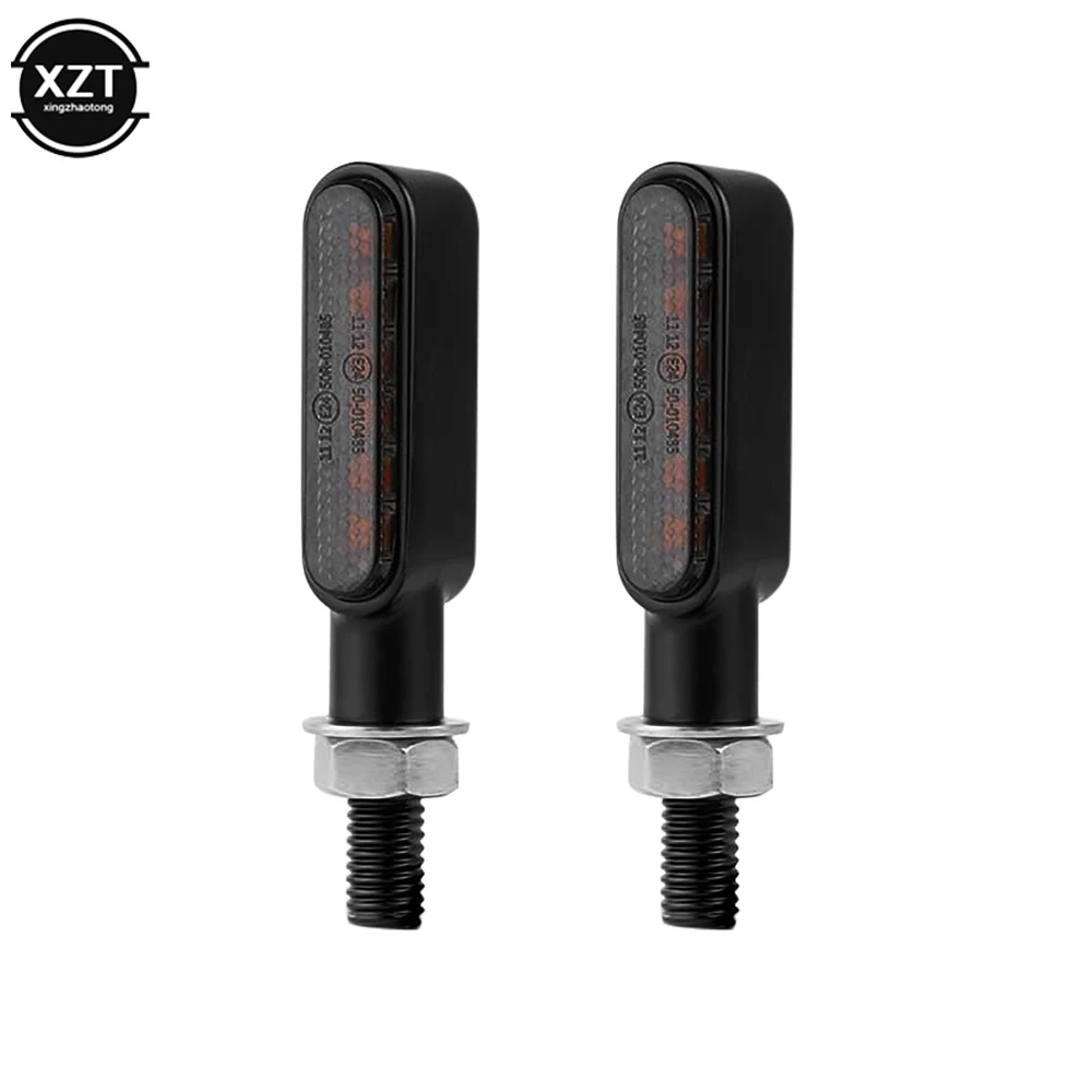 2pcs Motorcycle Mini Turn Signal Light 8mm Amber Flashing Signal Lamp 6LED Running Light for Cafe Racer Bobber Herlay Sportster