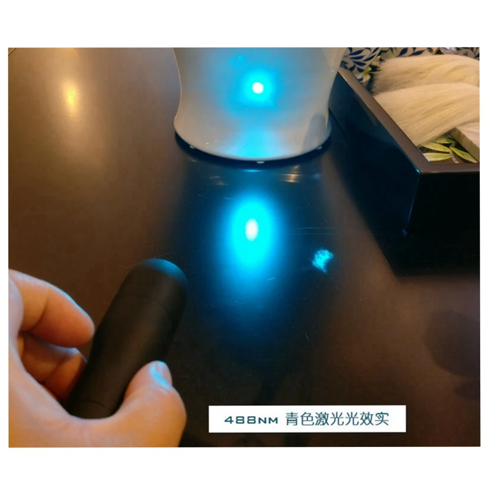 Adjust Focus Waterproof 488nm Cyan-Blue Light 488T-60-18650  Laser Module