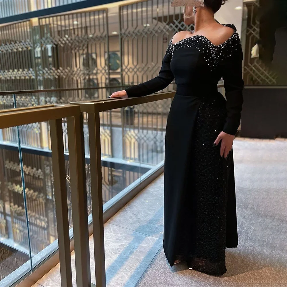

ROYET Strapless Off The Shoulder Luxury Crystals Evening Dress Long Sleeve Mermadi Ankle Length Prom Gown Customized New 2025