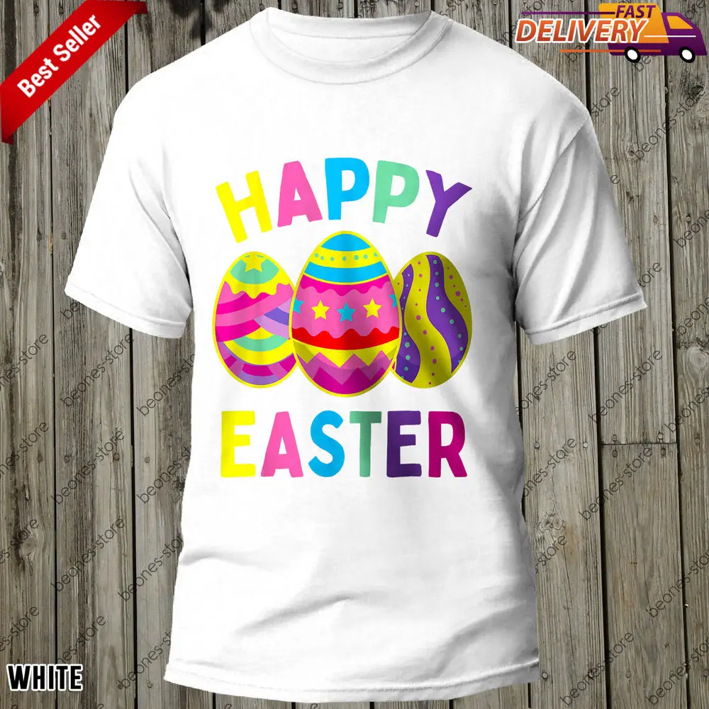 Colorful Egg Hunting Easter Day T-Shirt, Happy Easter Gift Tee for Men Women