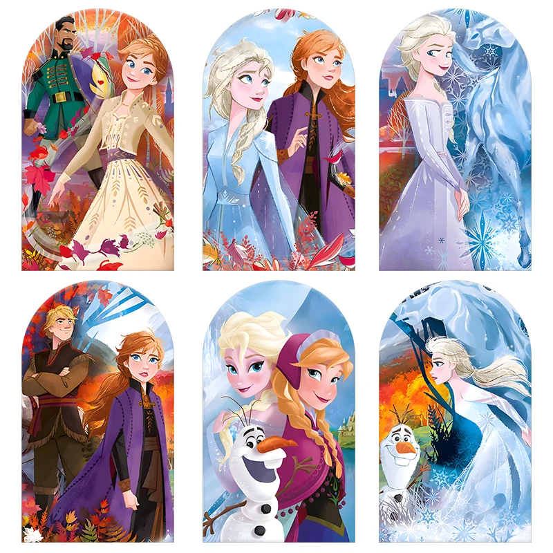 

Arch Backdrop Cover Princess Elsa Anna Frozen Theme Winter Snow Kids Birthday Party Baby Shower Spandex Fabric Wall Decoration