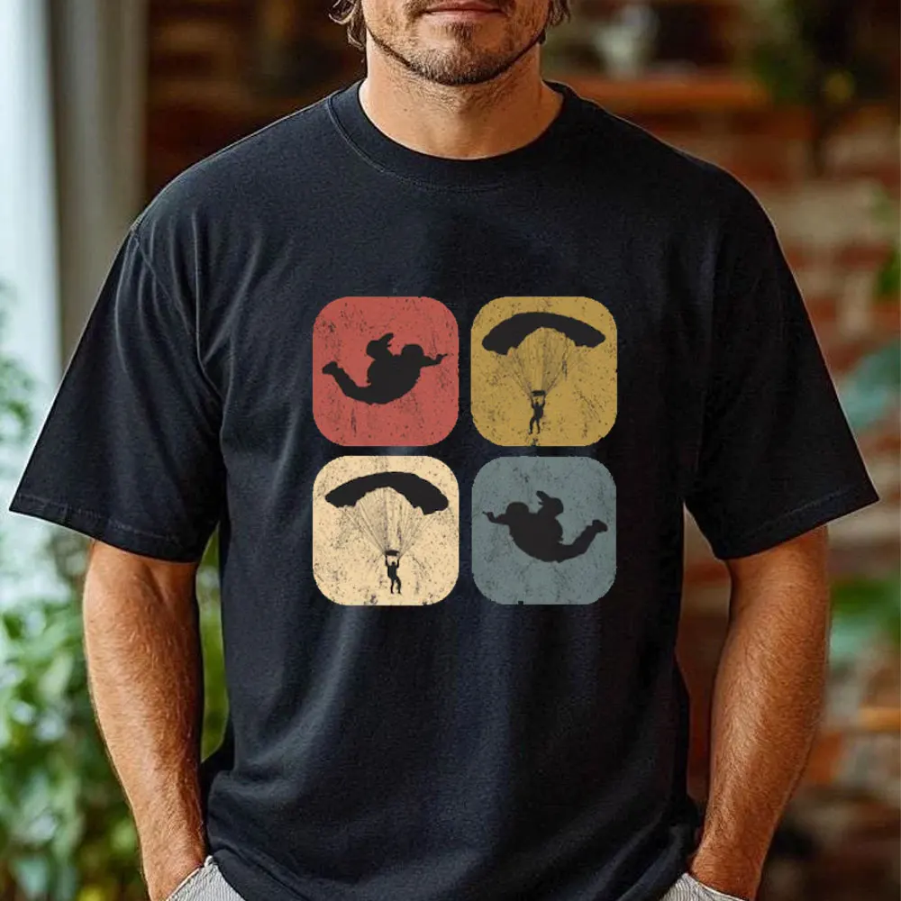 Parachutist Retro Men's Shirt Graphic T Shirts Vintage T Shirt Regular Short Sleeve Casual Style Tops O-neck Cotton Tops Summer