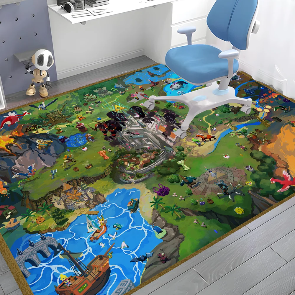 Zelda Map Floor Carpet Anti-slip Absorb Water Long Strip Cushion Bedroon Mat Welcome Rug