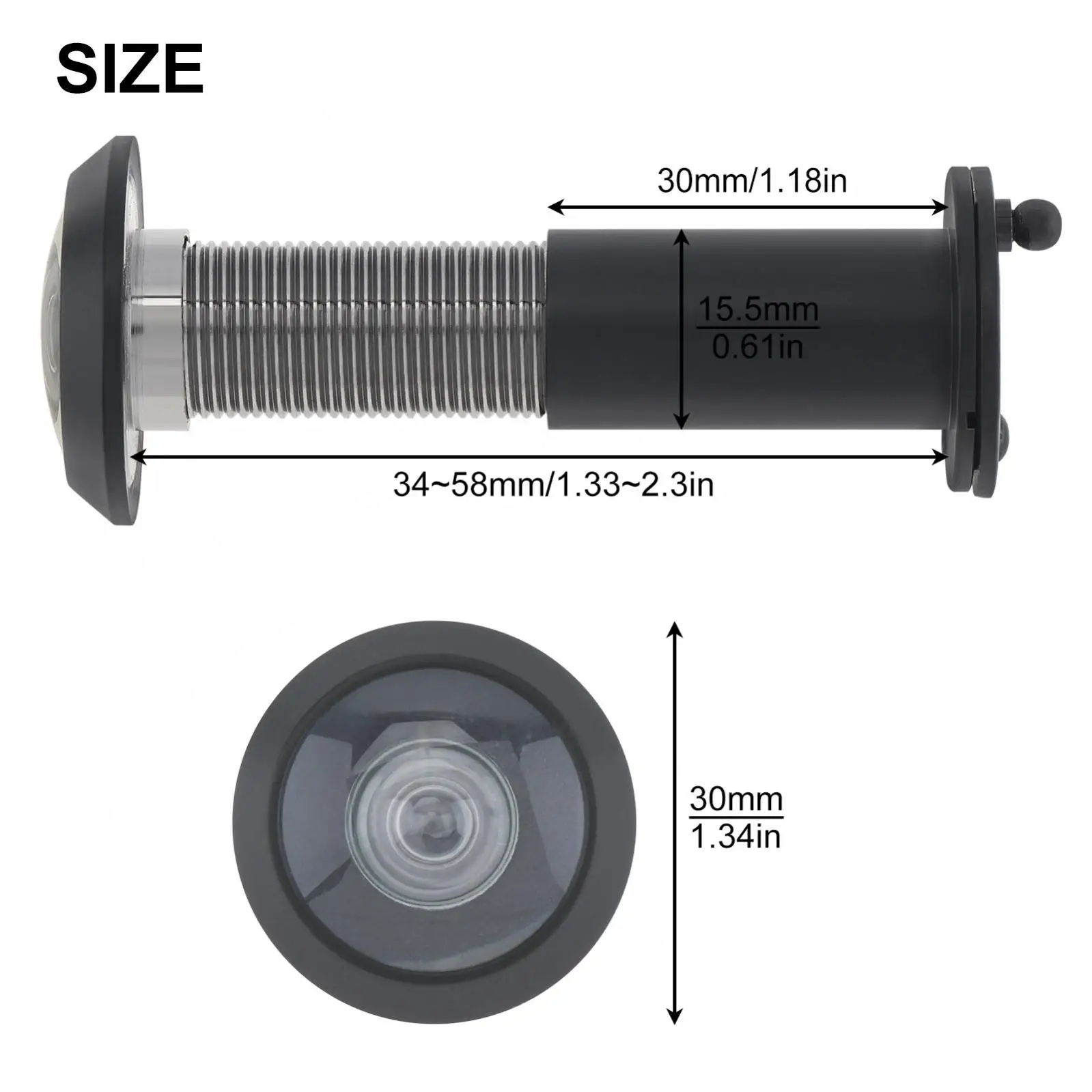 16mm 200 Degree Door Viewer Security Peek Peep Holes for 1.33inch to 2.3inch Door with Rotating Privacy Cover, Drill Bit