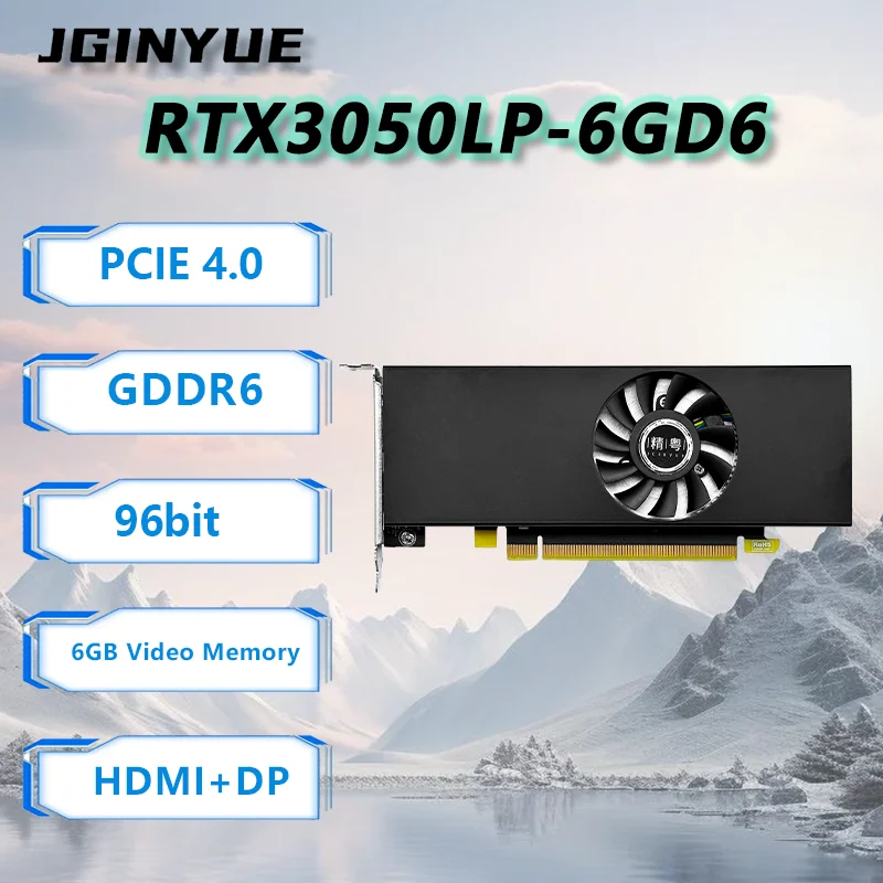 

JGINYUE RTX3050LP Low Profile 6GB Graphics Card GDDR6 96Bit HDMI DP PCIe 4.0 GPU RTX3050LP Gaming Video Card Office